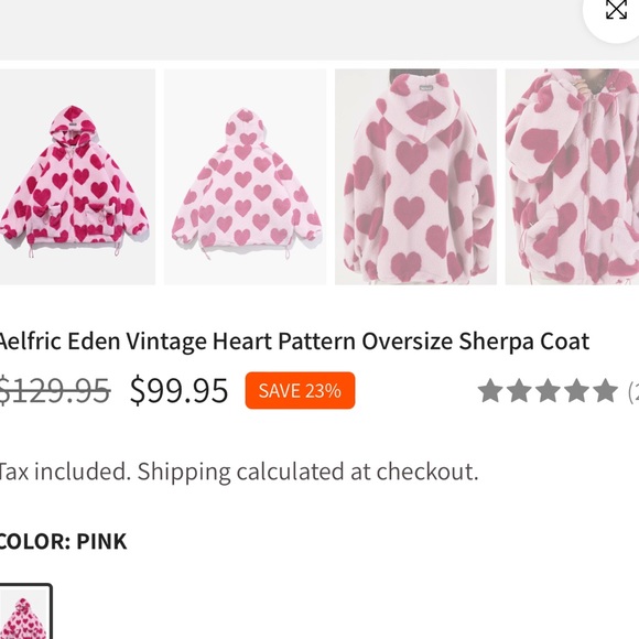 Aelfric Eden Fuzzy Heart Teddy Bear Sherpa Hoodie New with tags Pink Hearts - Picture 2 of 5